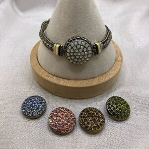 💗BRONZE TOGGLE Snap Button Bracelet with 5 Charms - 18mm/20mm